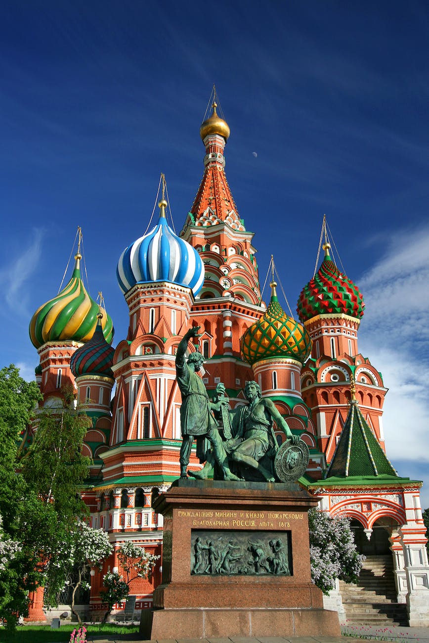 St. Basil's Cathedral On Moscow's Red Square With Colorful Onion Domes.